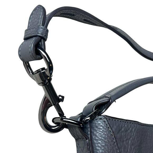 NWT Rebecca Minkoff Moto Double Zip Leather Hobo Shoulder Bag Purse Gray - Picture 13 of 16